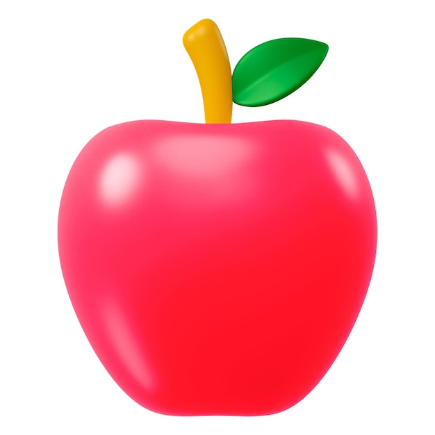 Png roter Apfel-Aufkleber mit 3D-Rendering durchsichtigem Hintergrund