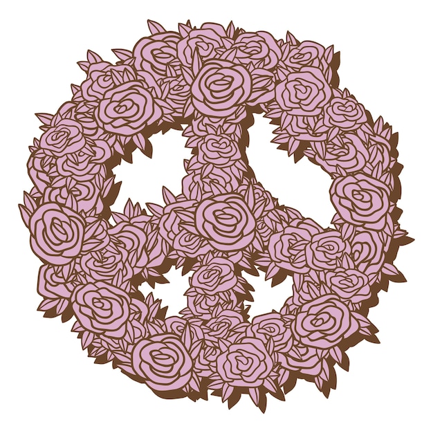 Png símbolo de la paz floral dibujado a mano elemento de ilustración fondo transparente