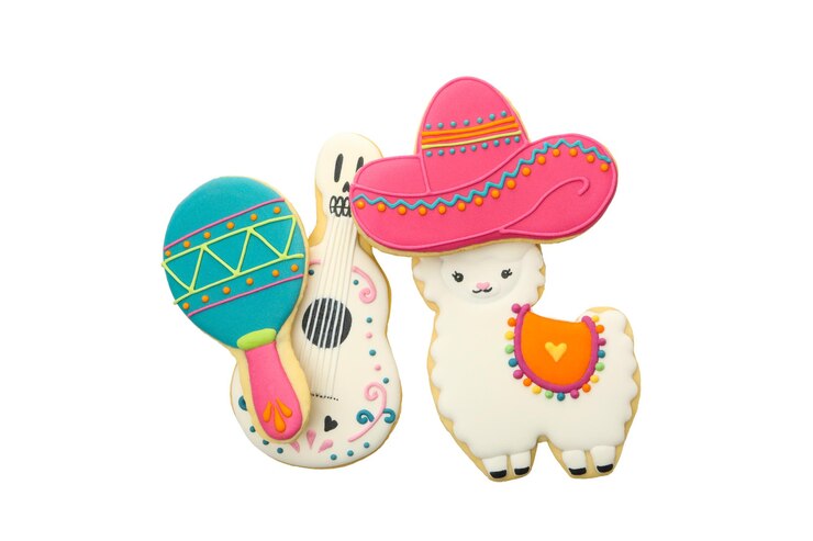 Foto png sombrero guitarra llama y maracas aislados en fondo blanco