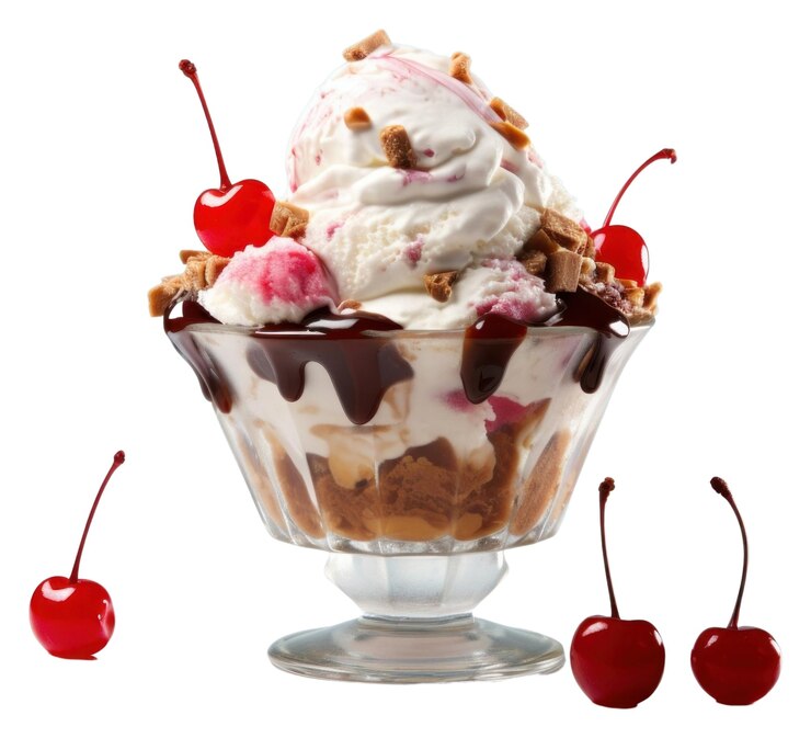 Foto png sundae creme sobremesa frutas fundo transparente