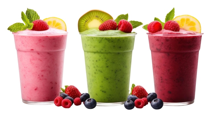 Foto png tres batidos de frutas fresa fresa