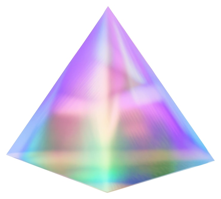 Foto png um ícone de pirâmide holográfica de fundo branco refração de um único objeto