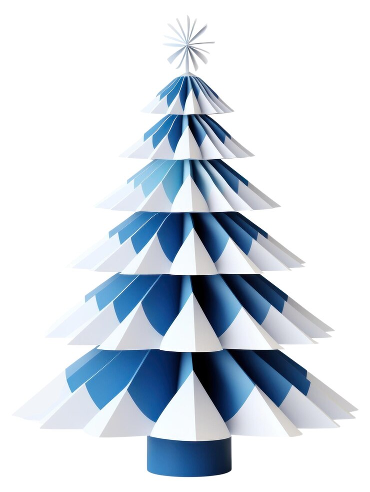 Foto png uma árvore de natal de papel natal branco azul
