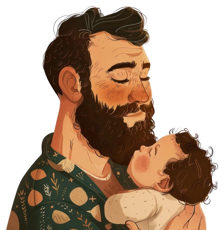 Foto png-vater mit baby-art-fotografie illustriert