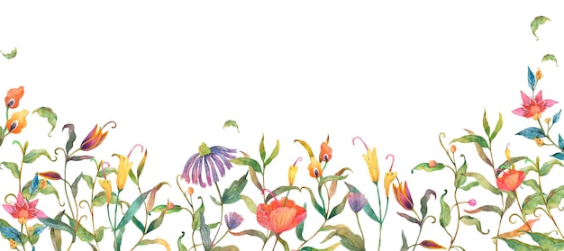 Png-Wasserfarben-Brandrahmen mit Blumen