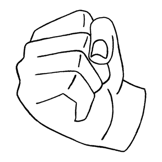 Png weiße Illustration der zusammengeklemmten Faust durchsichtiger Hintergrund