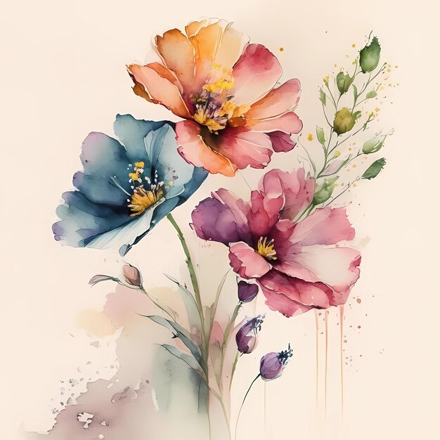 Aquarelle De Desenho De Aquarelle. Padrão De Fundo Sem Falhas. Textura De  Impressão Em Papel De Parede De Malha. Peão De Flor Opul Ilustração Stock -  Ilustração de campo, flor: 268243588