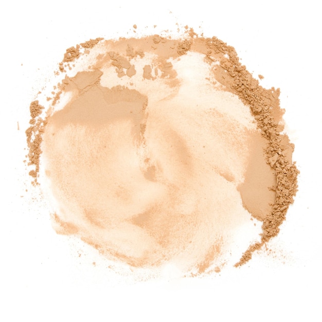 Foto pó facial bege para maquiagem como amostra de produto cosmético isolado no fundo branco imagem