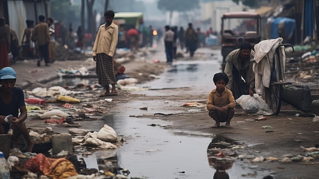 Foto pobre hombre sin hogar en la calle.