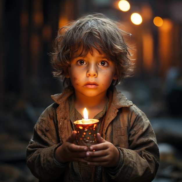 Foto pobres vendo crianças ricas celebrando diwali lá fora