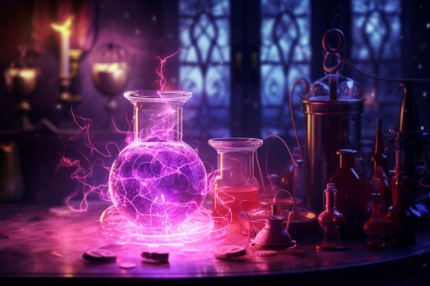 La poción del amor se mezcla en un laboratorio mágico
