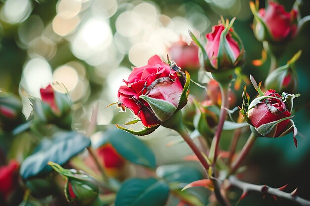 Podar rosas detalhado cuidadoso espinhoso closeup inteligente