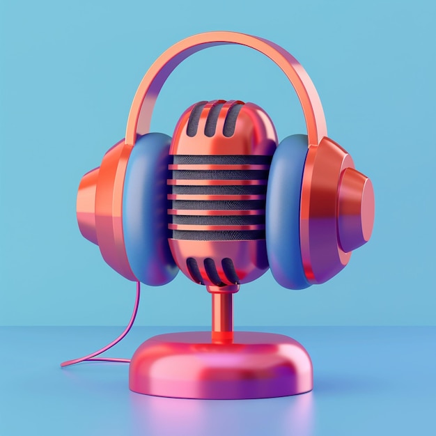 Podcast 3D divertido design simples e moderno com cores vivas