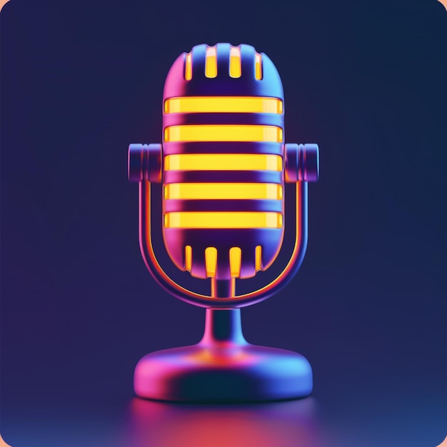 Podcast 3D divertido diseño simple y moderno con colores vívidos