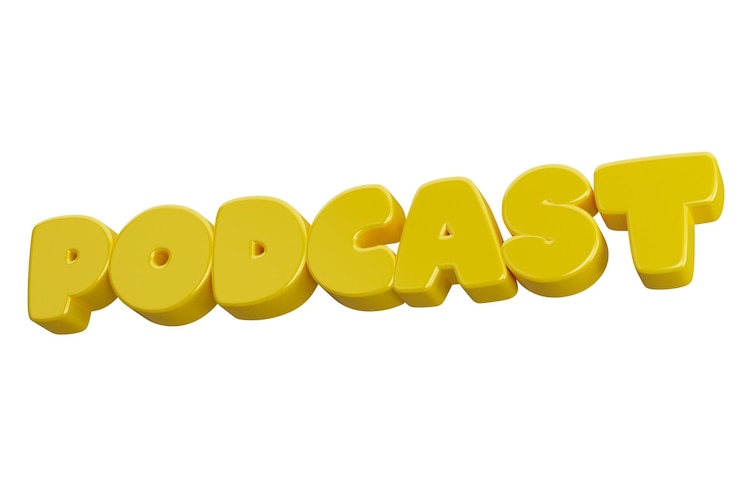 Foto podcast texto de palabra 3d