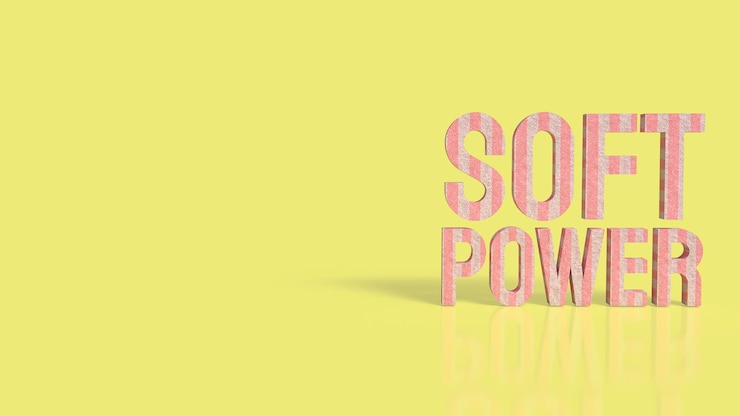Foto el poder blando texto en fondo amarillo para el concepto de negocios renderización 3d