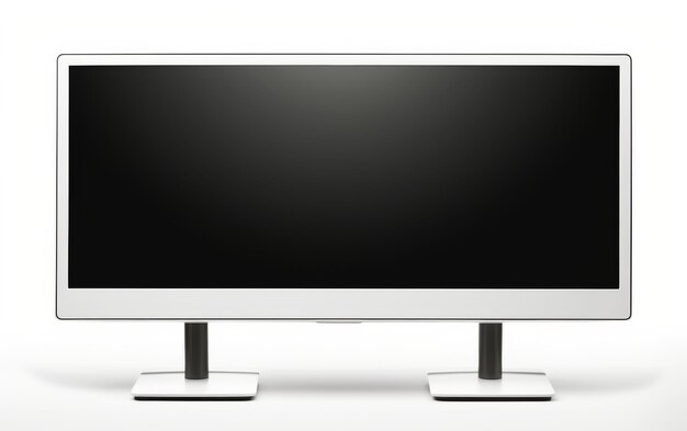 Poder de computación de monitor dual en fondo blanco