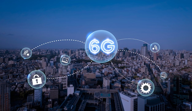 Foto el poder del concepto de conexión a internet 6g