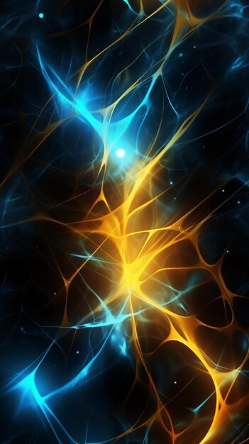Foto un poder energético eléctrico con luz azul y amarilla