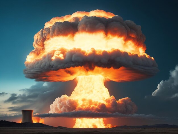 Foto el poder de una explosión nuclear es muy grande.