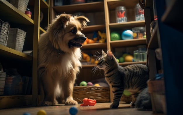 El poder del trabajo en equipo Gato y perro se unen para recuperar un juguete