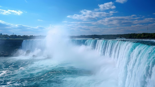 Foto la poderosa fuerza de una cascada que impulsa una turbina hidroeléctrica que convierte la energía de la naturaleza