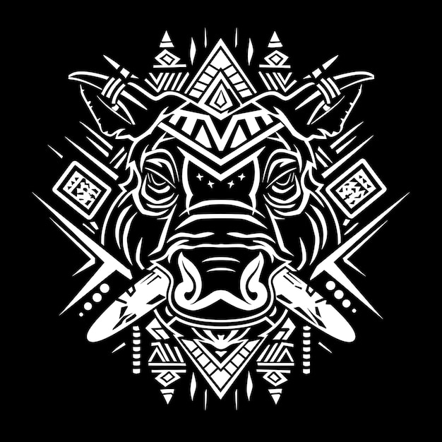 Poderoso emblema de la Legión Warthog con un personaje de Warthog Diseño creativo del logotipo del tatuaje