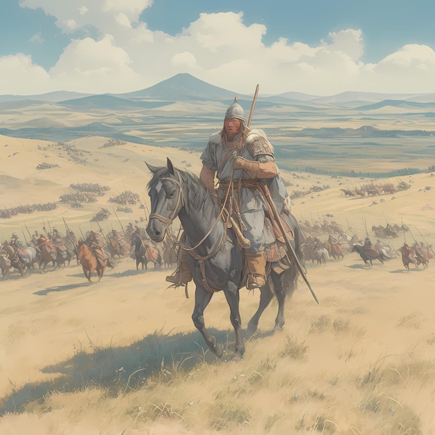 Poderoso guerreiro viking cavalgando para a batalha Imagem de estoque