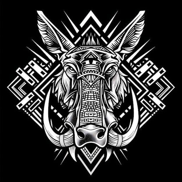 Poderoso logotipo da Legião Warthog com um charmo de Warthog Desenho criativo de logotipo de tatuagem