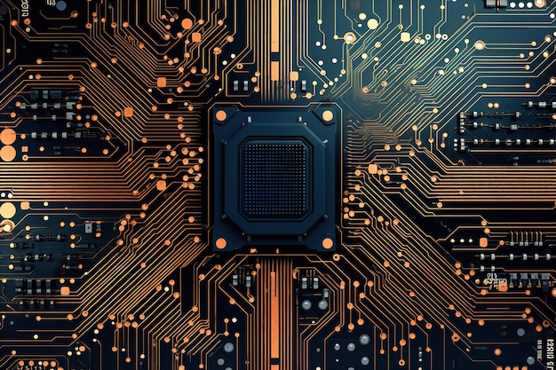 Un poderoso procesador de computadora o chip en una placa base Tecnologías modernas