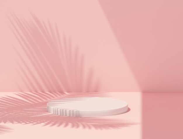 Foto podeste zum zeigen von produkten mit rosafarbenem hintergrund. 3d-rendering