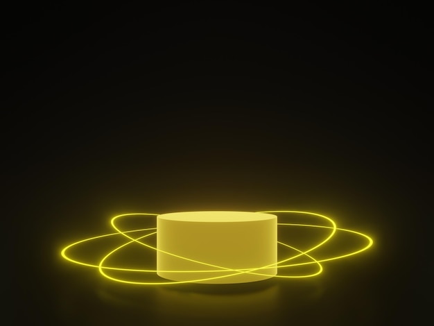 pódio 3D amarelo em blackground preto