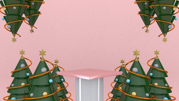 Pódio 3D de fundo de Natal e Ano Novo