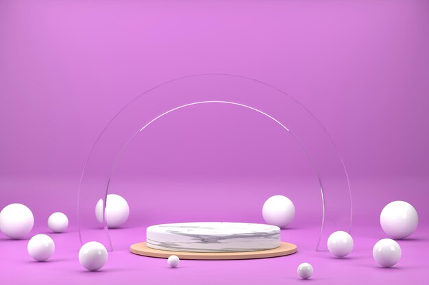 Podio 3D para exhibir productos de vidrio curvo y bolas