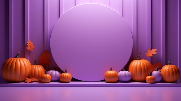 Podio 3D con fondo abstracto minimalista con temática de Halloween IA generativa