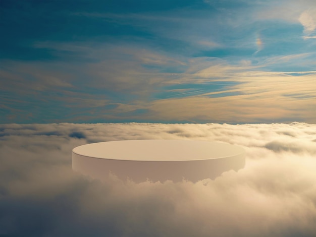 podio 3D sobre las nubes para productos