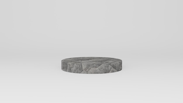 podio 3d con textura de piedra y fondo blanco