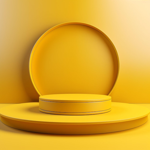 El podio amarillo de los ganadores, el pedestal de la vitrina, el espacio del producto, la presentación, el fondo, la representación.