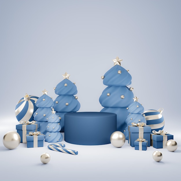 Podio de árboles de Navidad para la presentación de productos