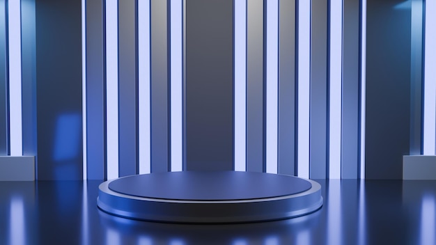 El podio azul futurista