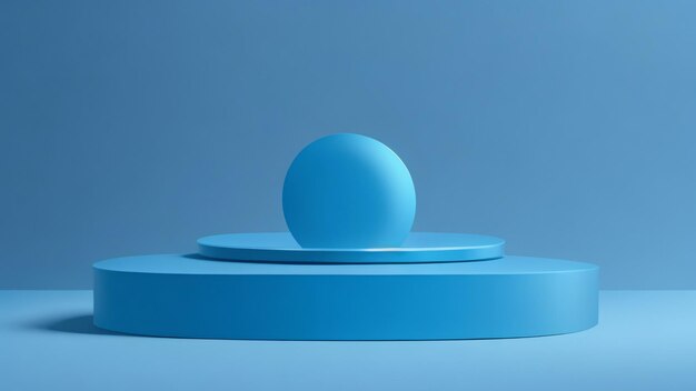 Podio azul sobre fondo azul Diseño minimalista 3d render
