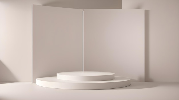 Un podio blanco con una base blanca y una pared blanca detrás.