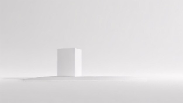 Podio blanco sobre fondo blanco concepto mínimo de cubo de renderizado 3d