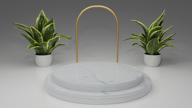 Pódio branco de exibição de produto realista 3D em estilo minimalista de fundo branco