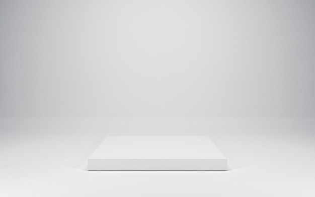 Pódio branco em branco, renderização 3D