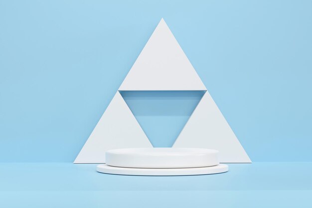 Podio de círculo 3D y telón de fondo triangular