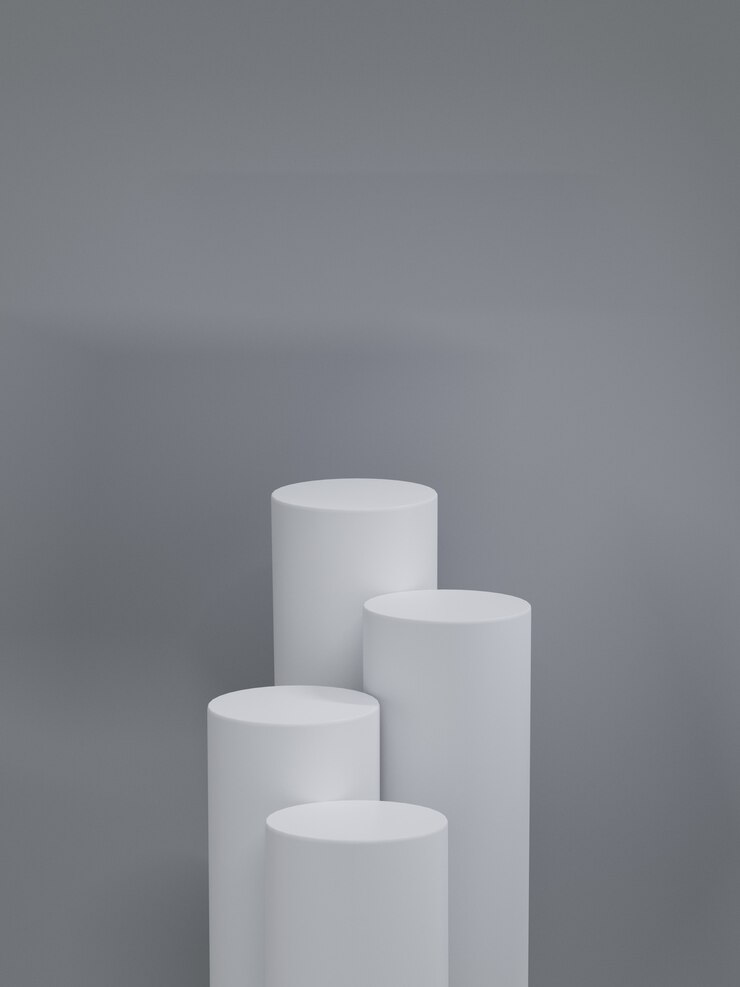 Podio del círculo gris. pantalla del producto. Representación 3d