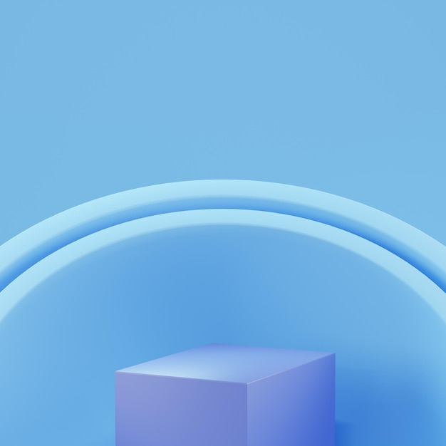 Podio en composición abstracta azul para presentación de producto 3d render