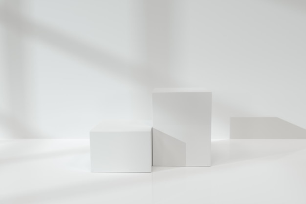 Podio cúbico blanco en la representación 3d del piso