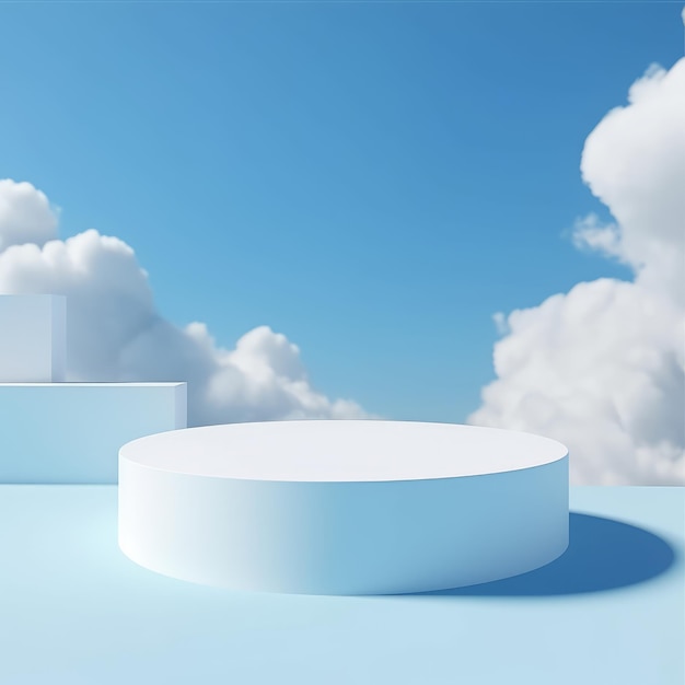 Pódio de céu azul para renderização 3D de colocação de produto